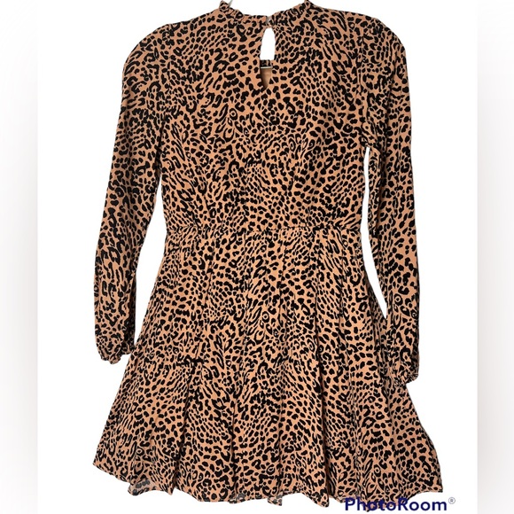 GB Girls Brown Black print Long Sleeve Dress Girls - Picture 10 of 17